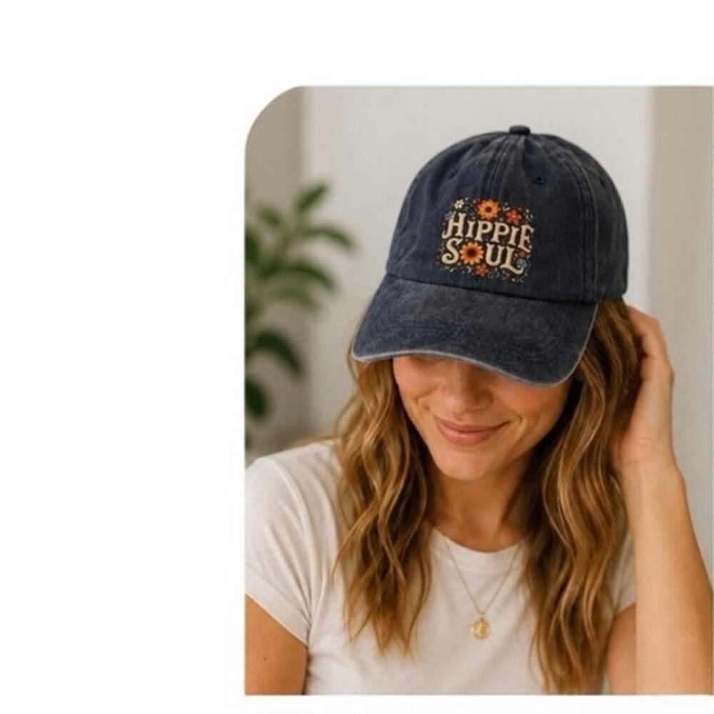 Hippie Soul Embroidered
Vintage Washed Baseball Cap
Gray. Adjustable back